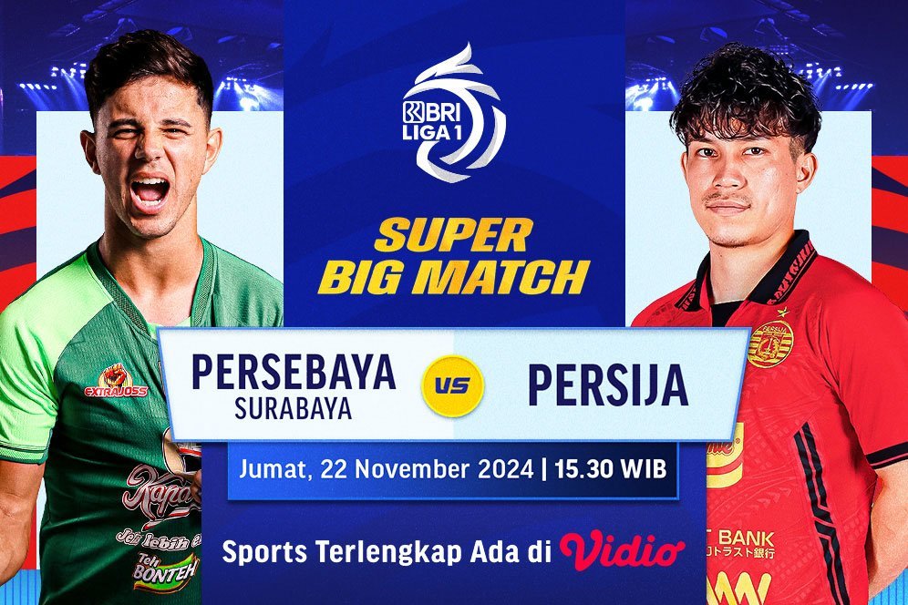 Live Streaming Big Match BRI Liga 1: Persebaya vs Persija Pekan ke-11 di Vidio
