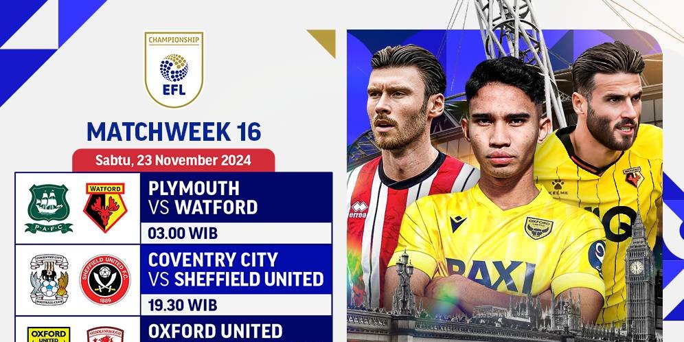 Jadwal Siaran Langsung Pertandingan EFL Championship 2024/25 Matchweek 16 di Vidio