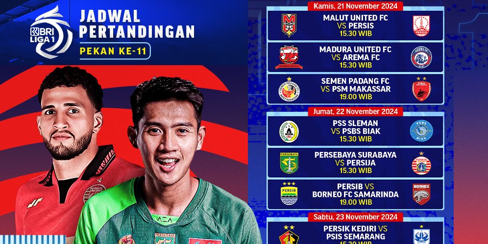 Jadwal Live Streaming Pertandingan BRI Liga 1 2024/25 Pekan ke-11 di Vidio