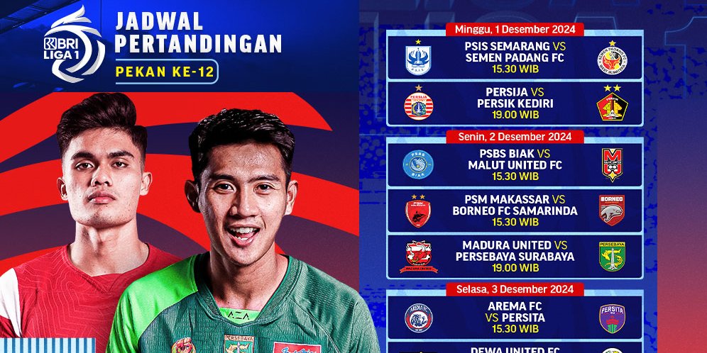 Jadwal Live Streaming Pertandingan BRI Liga 1 Pekan ke-12 di Vidio