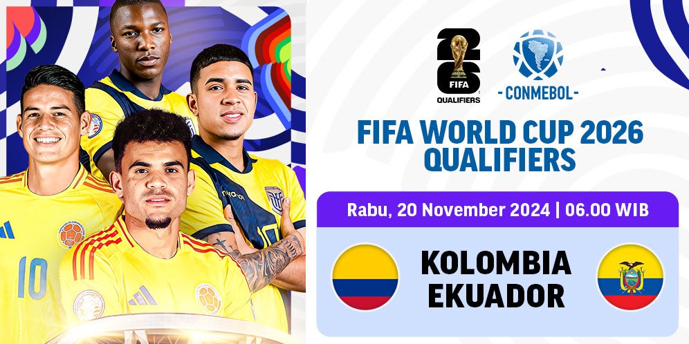 Jadwal Siaran Langsung CONMEBOL Qualifiers 2026: Kolombia Vs Ekuador di Vidio