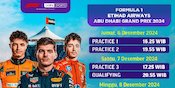 Jadwal dan Link Siaran Langsung Formula 1 Abu Dhabi Grand Prix 2024 di Vidio, 6-8 Desember 2024 Jadwal dan Link Siaran Langsung Formula 1 Abu Dhabi Grand Prix 2024 di Vidio, 6-8 Desember 2024
