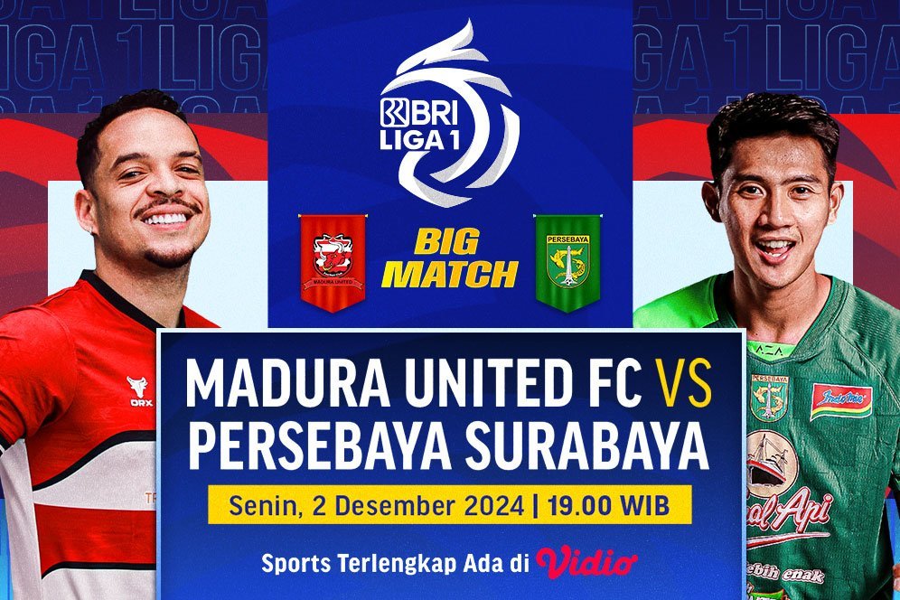 Siaran Langsung Big Match BRI Liga 1 2024/25: Madura United vs Persebaya di Vidio Siaran Langsung Big Match BRI Liga 1 2024/25: Madura United vs Persebaya di Vidio