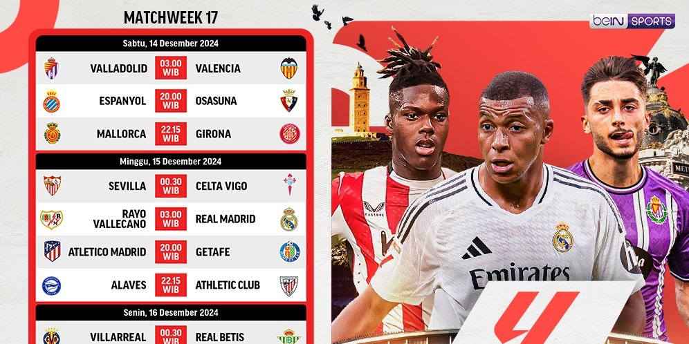 Jadwal dan Link Live Streaming La Liga 2024/25 Matchweek 17 di Vidio