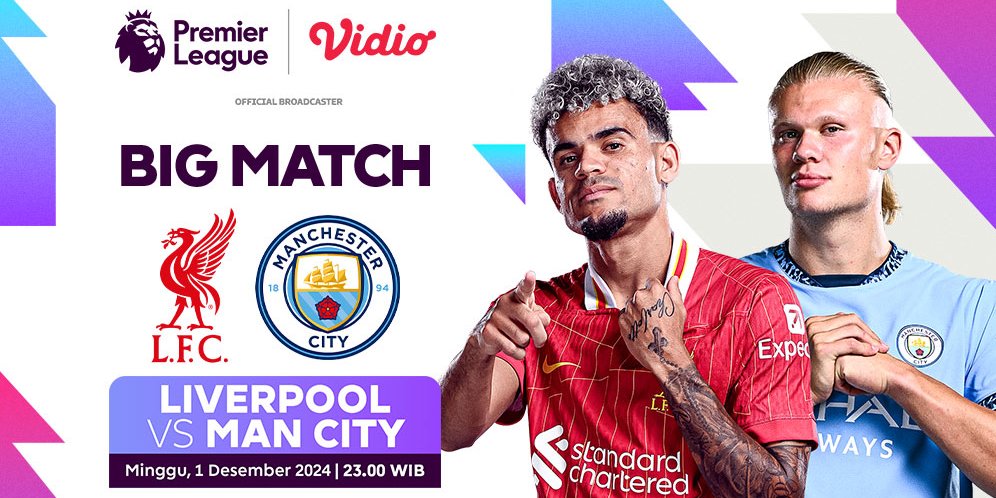 Siaran Langsung Big Match Liga Inggris Liverpool vs Manchester City di Vidio Akhir Pekan Ini