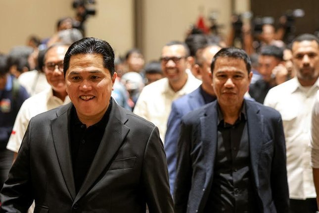 Ketua PSSI, Erick Thohir, usai konferensi pers Perkembangan Timnas Indonesia (c) Bola.net/Bagaskara Lazuardi