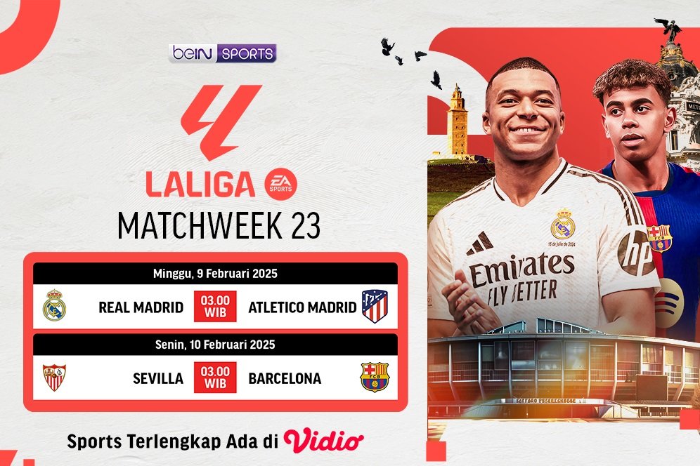 Jadwal Live Streaming La Liga 20224/25 Matchweek ke 23 di Vidio