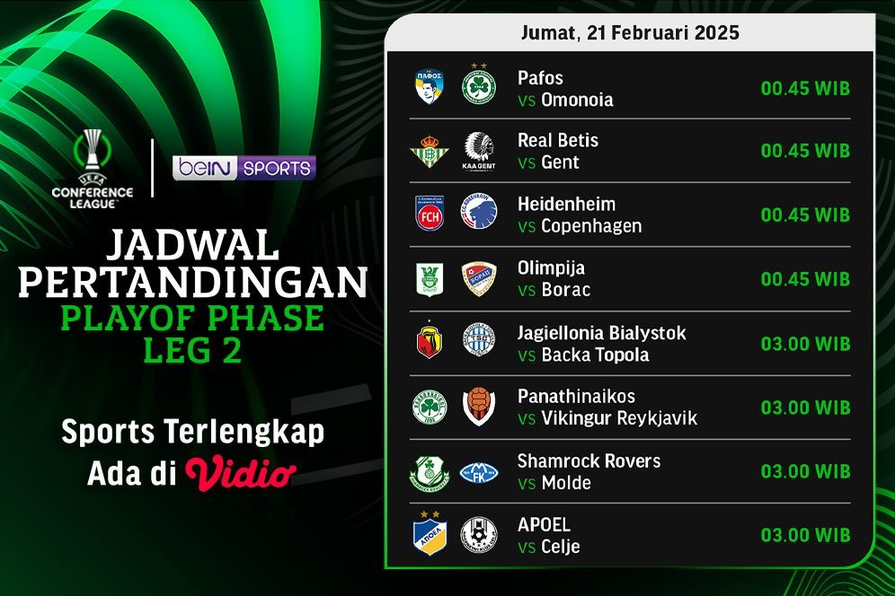 Jadwal Live Streaming Liga Konferensi UEFA 2024/25 Playoff Leg Kedua di Vidio