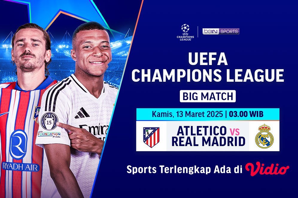 Link Live Streaming Big Match Liga Champions: Atletico Madrid vs Real Madrid di Vidio