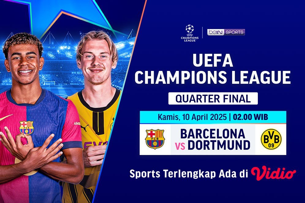 Link Live Streaming Liga Champions: Barcelona Vs Dortmund di Vidio, 10 April 2025