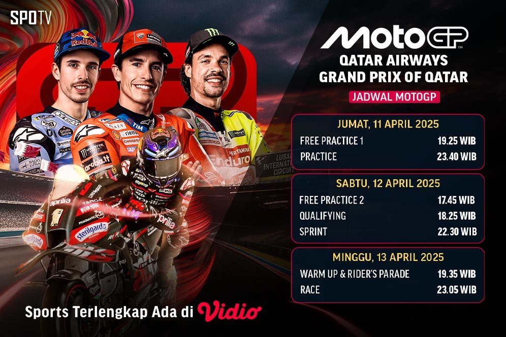Saksikan Live Streaming MotoGP Qatar 2025 di Vidio, 11-13 April 2025 Saksikan Live Streaming MotoGP Qatar 2025 di Vidio, 11-13 April 2025