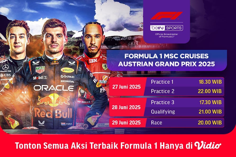 Catat Jadwal Live Streaming Formula 1 Msc Cruises Austrian Grand Prix 2025 di Vidio