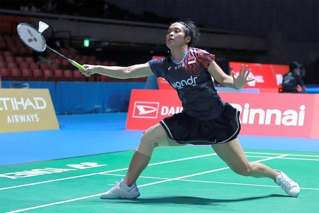 Daftar Pebulu Tangkis Indonesia di China Open 2025 Gregoria Mariska Tunjung saat berlaga di Japan Open 2025. (c) PBSI