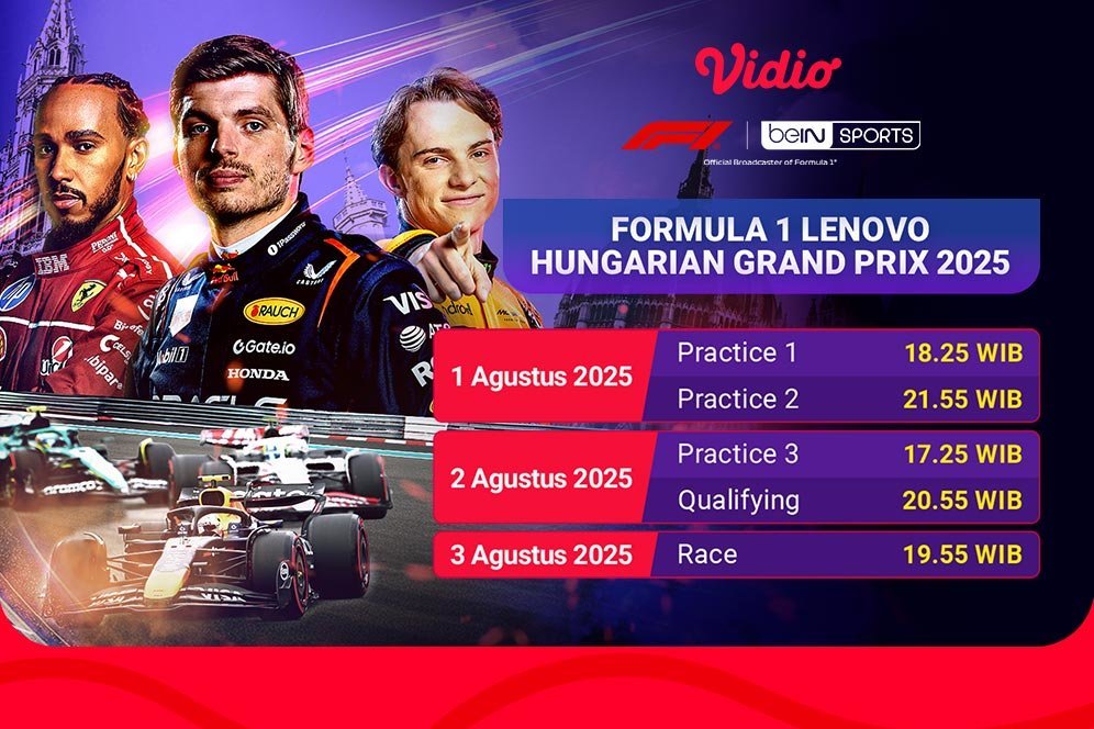 Nonton Live Stream Formula 1 Lenovo Hungarian Grand Prix 2025 di Vidio