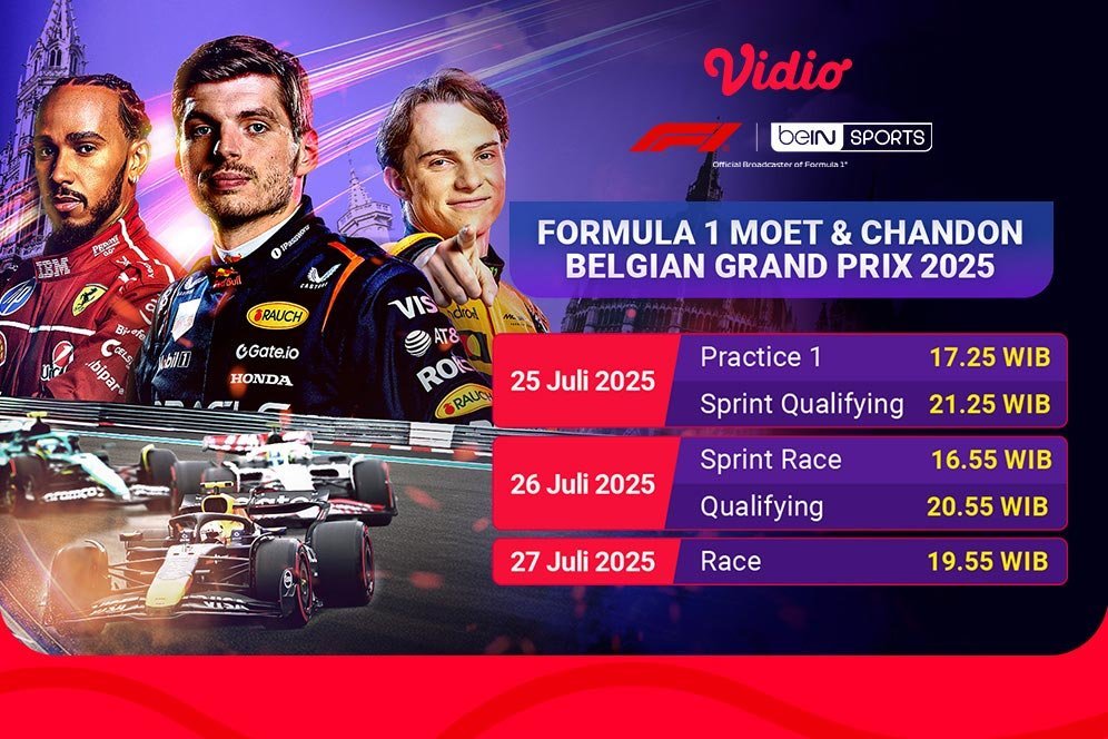 Jadwal Siaran Langsung Formula 1 GP Belgia 2025 di Vidio Pekan Ini