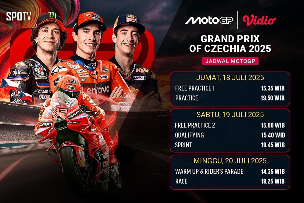 Link Live Streaming MotoGP 2025 Tissot Grand Prix of Czechia di Vidio Akhir Pekan Ini