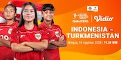 Nonton Siaran Langsung Indonesia vs Turkmenistan - Kualifikasi Piala Asia Wanita U-20 2026 di Vidio Nonton Siaran Langsung Indonesia vs Turkmenistan - Kualifikasi Piala Asia Wanita U-20 2026 di Vidio