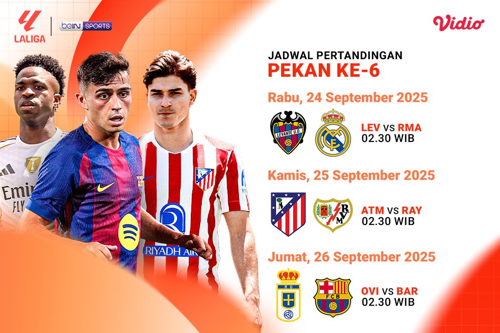 Cek Jadwal dan Nonton LaLiga 2025/2026 Pekan Keenam, Eksklusif di Vidio