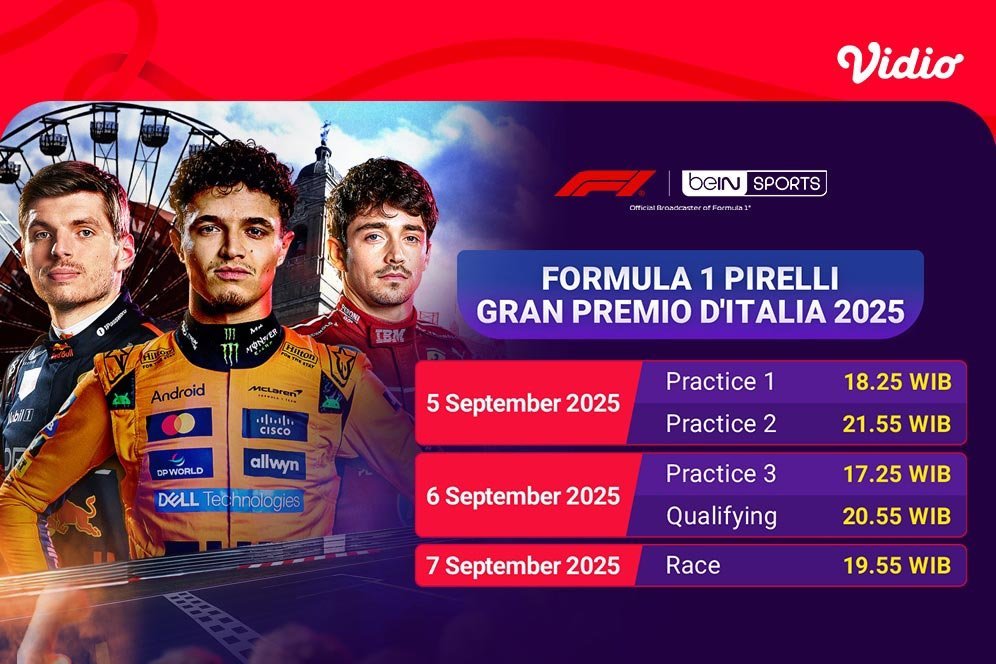 Saksikan Formula 1 Italia Grand Prix 2025: Live Streaming Eksklusif di Vidio Saksikan Formula 1 Italia Grand Prix 2025: Live Streaming Eksklusif di Vidio