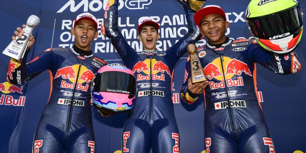 Veda Ega Pratama, Brian Uriarte, dan Hakim Danish (c) Red Bull Rookies Cup