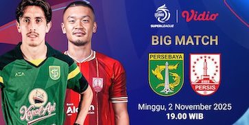 Saksikan BRI Super League 2025/26: Persebaya vs Persis Solo Tayang Eksklusif di Vidio Saksikan BRI Super League 2025/26: Persebaya vs Persis Solo Tayang Eksklusif di Vidio