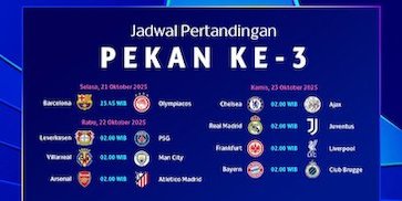 Jadwal dan Nonton UCL 2025/26 Matchday Ke-3, Eksklusif di Vidio Jadwal dan Nonton UCL 2025/26 Matchday Ke-3, Eksklusif di Vidio