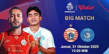 Saksikan dan Nonton BRI Super League 2025/26: Persija Jakarta vs PSBS Biak Eksklusif di Vidio Saksikan dan Nonton BRI Super League 2025/26: Persija Jakarta vs PSBS Biak Eksklusif di Vidio
