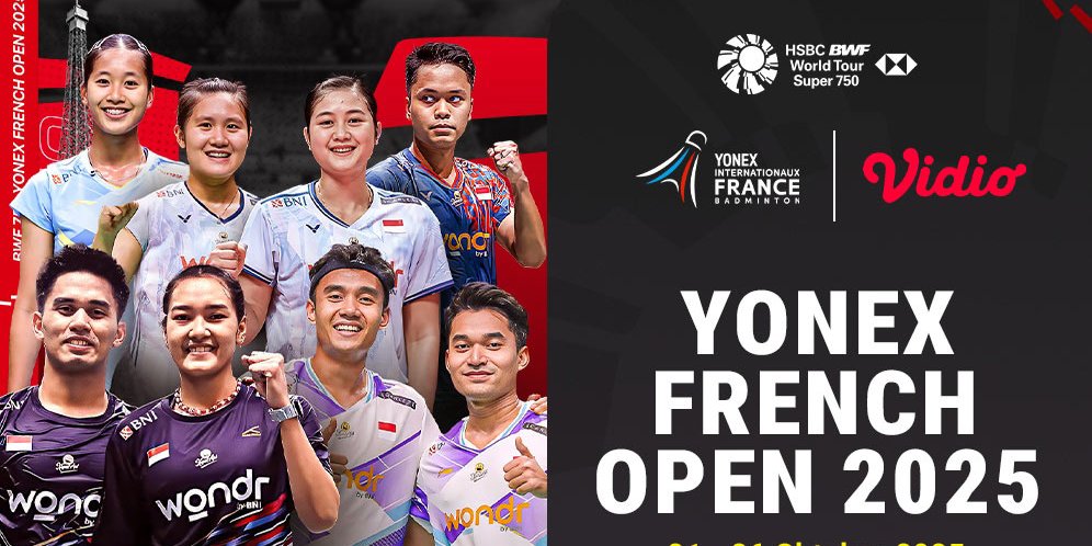 Saksikan dan Nonton Badminton YONEX French Open 2025, Eksklusif Tayang di Vidio Saksikan dan Nonton Badminton YONEX French Open 2025, Eksklusif Tayang di Vidio