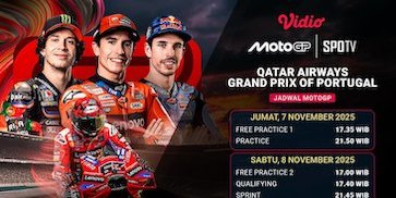 Nonton MotoGP Portugal 2025, Tayang Eksklusif di Vidio Nonton MotoGP Portugal 2025, Tayang Eksklusif di Vidio