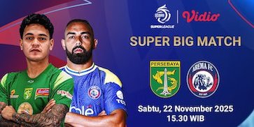 Siaran Langsung BRI Super League 2025/26: Persebaya vs Arema, Tayang Eksklusif di Vidio Siaran Langsung BRI Super League 2025/26: Persebaya vs Arema, Tayang Eksklusif di Vidio