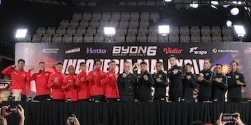 Panas! Byon Combat Showbiz Vol. 6 Sajikan Duel Maut Indonesia vs Malaysia Jilid II Tayang di Vidio