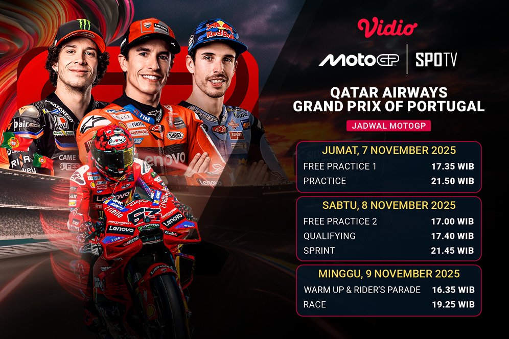 Nonton MotoGP Portugal 2025, Tayang Eksklusif di Vidio Nonton MotoGP Portugal 2025, Tayang Eksklusif di Vidio
