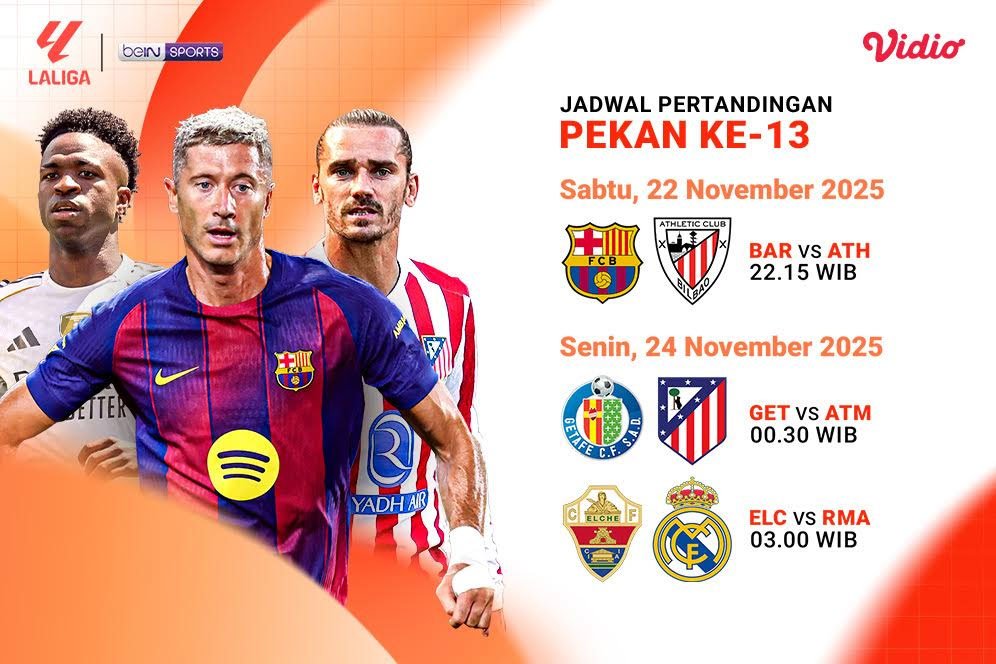 Simak Jadwal La Liga 2025/26 Pekan ke-13, Tayang Eksklusif di Vidio