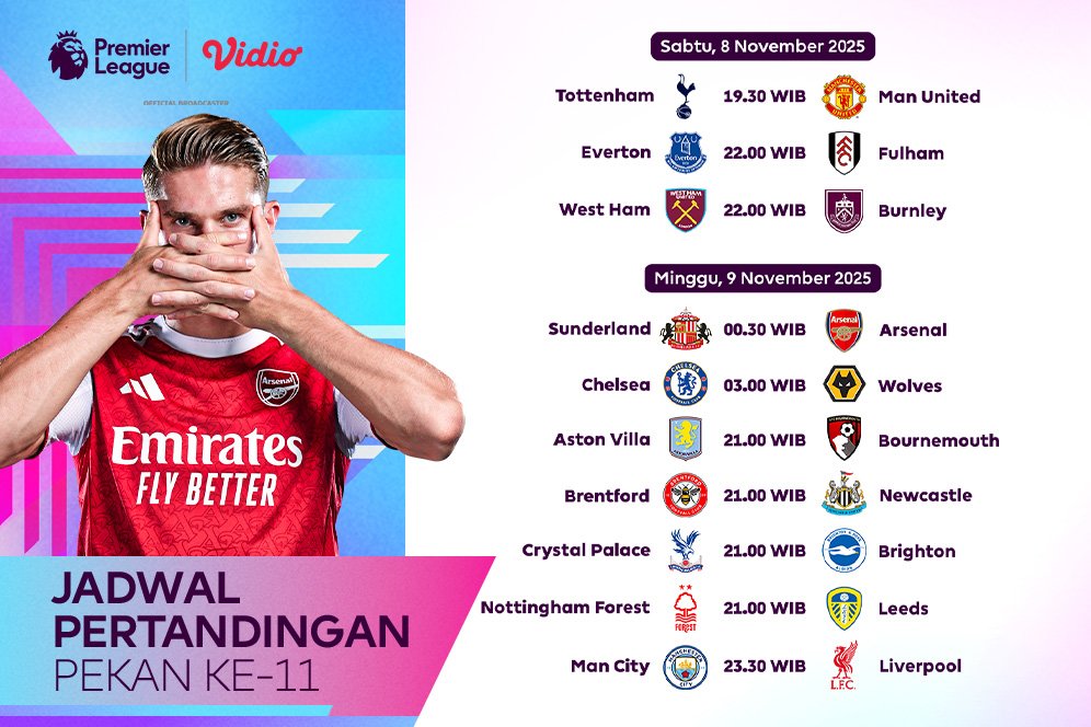 Jadwal dan Nonton Liga Inggris Pekan ke-11, Tayang Eksklusif di Vidio Jadwal dan Nonton Liga Inggris Pekan ke-11, Tayang Eksklusif di Vidio