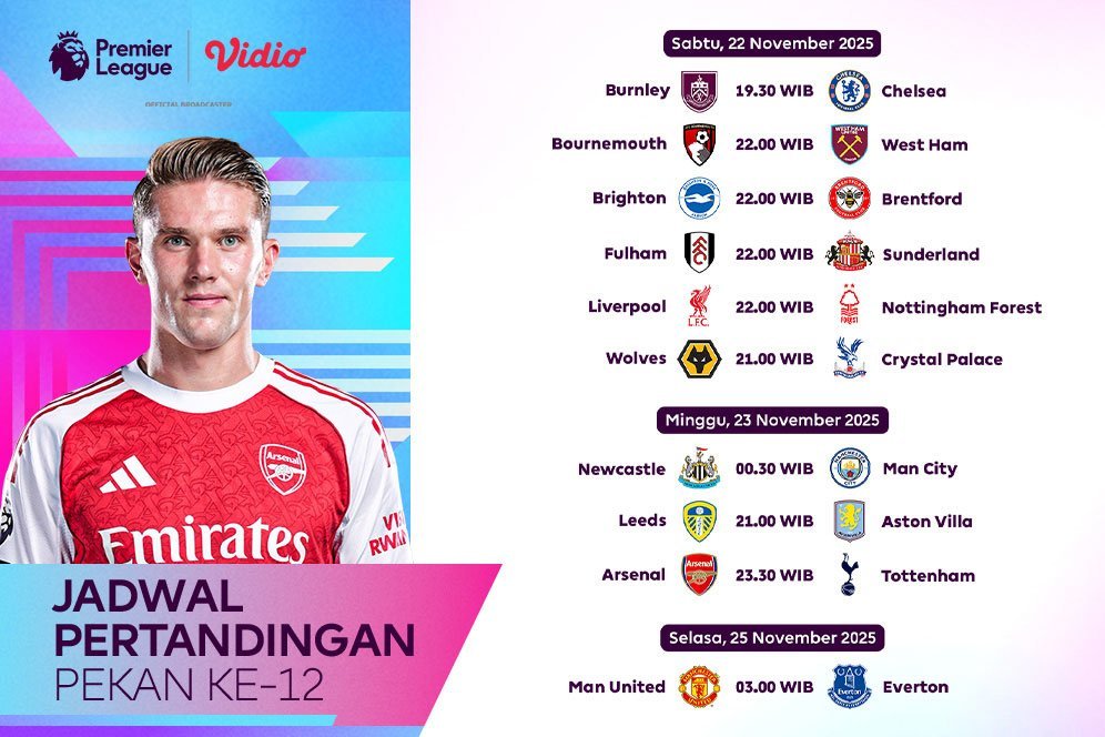 Simak Jadwal Liga Inggris 2025/26 Pekan ke-12 Tayang Eksklusif di Vidio