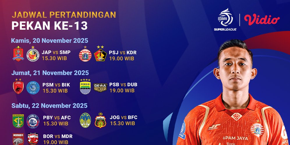 Simak BRI Super League 2025/26 Pekan ke-13, Tayang Eksklusif di Vidio