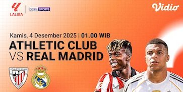 Link Siaran Langsung La Liga 2025/2026: Athletic Club vs Real Madrid, Tersedia Eksklusif di Vidio