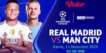 Saksikan Live Streaming Liga Champions 2025/26: Real Madrid vs Manchester City, Eksklusif di Vidio Saksikan Live Streaming Liga Champions 2025/26: Real Madrid vs Manchester City, Eksklusif di Vidio