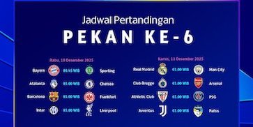 Simak Jadwal Pertandingan Liga Champions Pekan Ke-6, Eksklusif di Vidio Simak Jadwal Pertandingan Liga Champions Pekan Ke-6, Eksklusif di Vidio