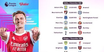 Simak Jadwal Pertandingan Liga Inggris Pekan ke-15 2025/2026, Eksklusif di Vidio