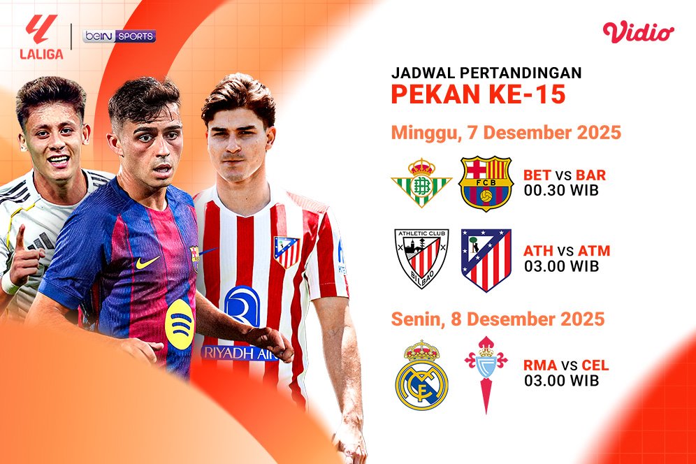 Simak Jadwal La Liga Pekan ke-15 2025/26, Tayang Eksklusif di Vidio