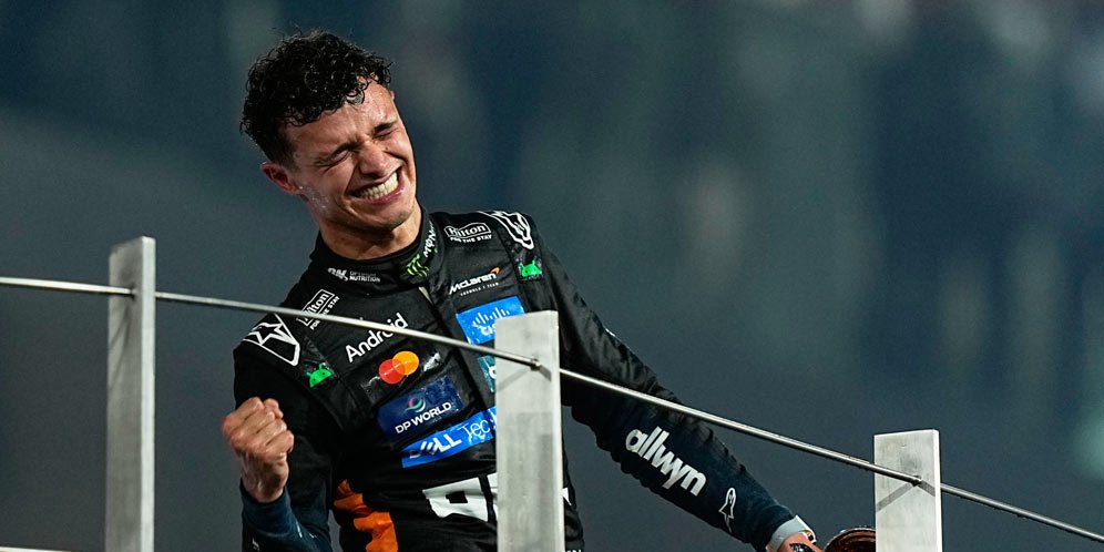 Pembalap McLaren F1 Team, Lando Norris (c) AP Photo/Fatima Shbair