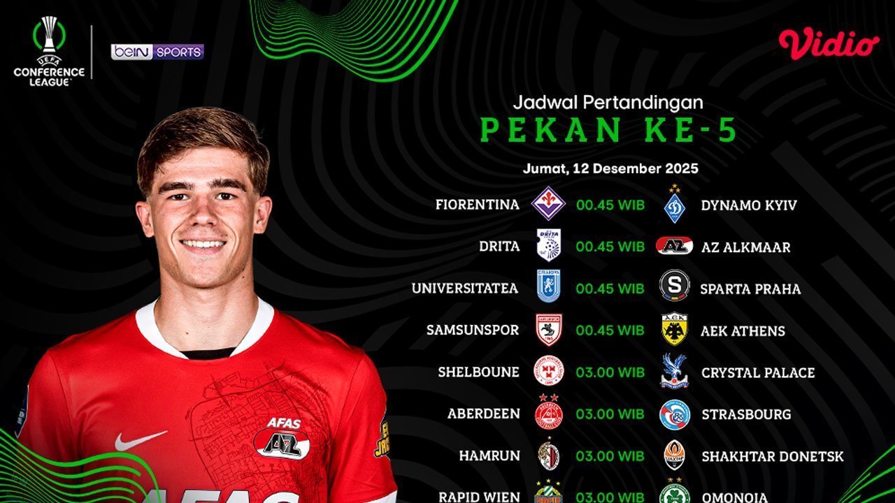 Jadwal Siaran Langsung UEFA Conference League 2025/26 Matchday 5 di Vidio Jadwal Siaran Langsung UEFA Conference League 2025/26 Matchday 5 di Vidio