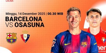 Nonton Live Streaming La Liga Pekan ke-16: Barcelona vs Osasuna, Tonton di Vidio Nonton Live Streaming La Liga Pekan ke-16: Barcelona vs Osasuna, Tonton di Vidio