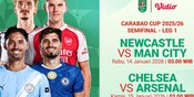 Jadwal Siaran Langsung Carabao Cup Semifinal Leg Pertama di Vidio Pekan Ini