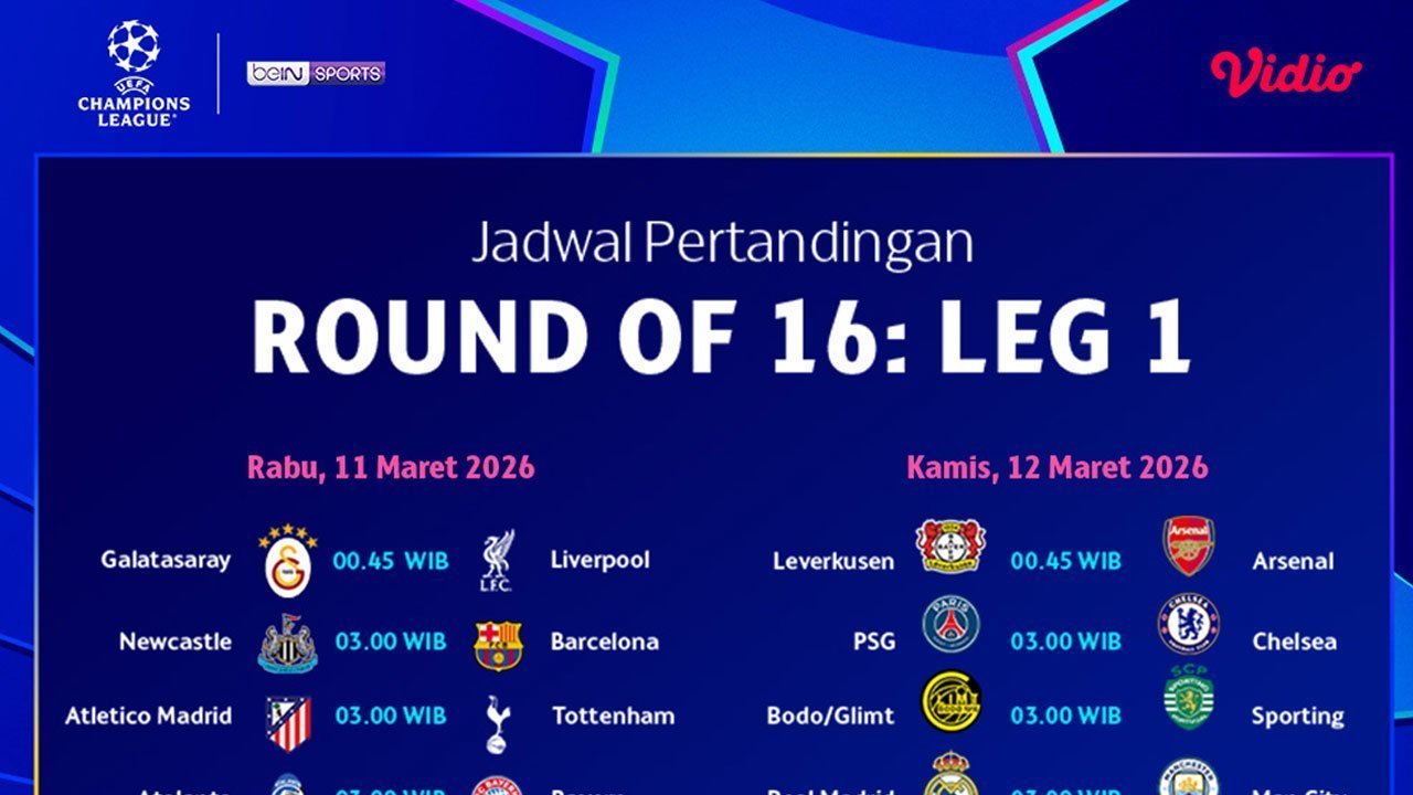Jadwal Babak 16 Besar Liga Champions: Duel Sengit Menuju Perempat Final