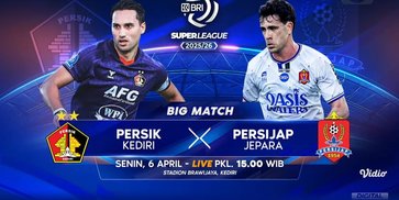 Main Jam Berapa? Jadwal dan Live Streaming Persik Kediri vs Persijap Jepara di BRI Super League Hari Ini, 6 April 2026 Main Jam Berapa? Jadwal dan Live Streaming Persik Kediri vs Persijap Jepara di BRI Super League Hari Ini, 6 April 2026