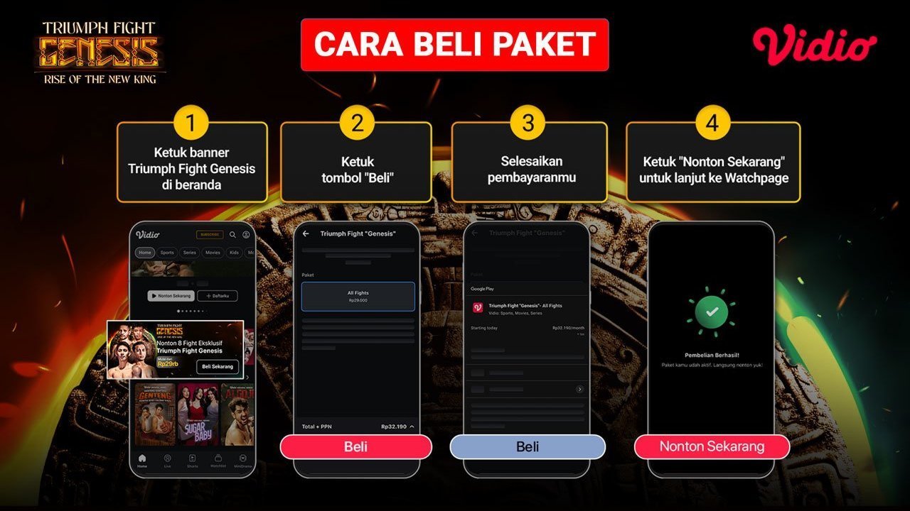 Cara Beli Pay Per View Triumph Fight Genesis, Hanya Rp 29.000 di Vidio Cara Beli Pay Per View Triumph Fight Genesis, Hanya Rp 29.000 di Vidio
