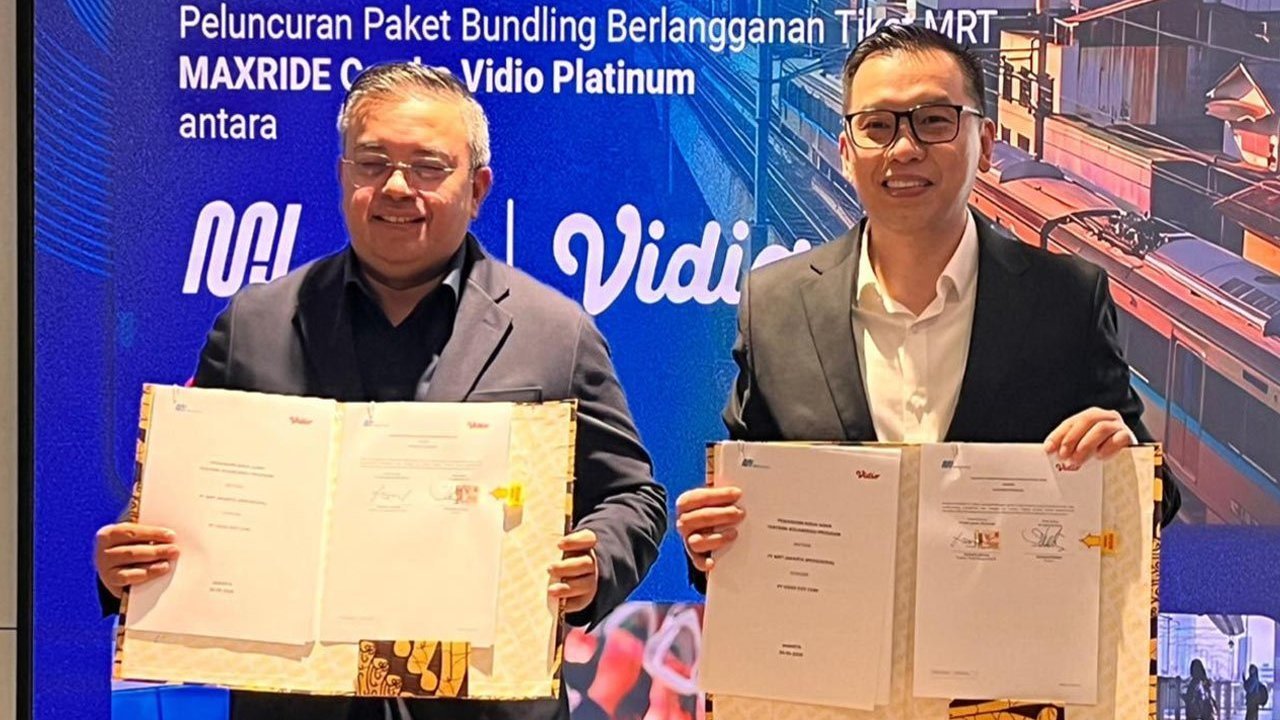 Peluncuran Paket Bundling Berlangganan Tiket MRT MAXRIDE Combo Vidio Platinum antara MRT Jakarta dan Vidio Peluncuran Paket Bundling Berlangganan Tiket MRT MAXRIDE Combo Vidio Platinum antara MRT Jakarta dan Vidio
