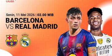 Link Live Streaming Barcelona vs Real Madrid di Vidio, 11 Mei 2026